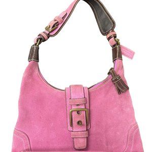 Vintage Coach Pink Hampton Bag - Pink Suede / Leather